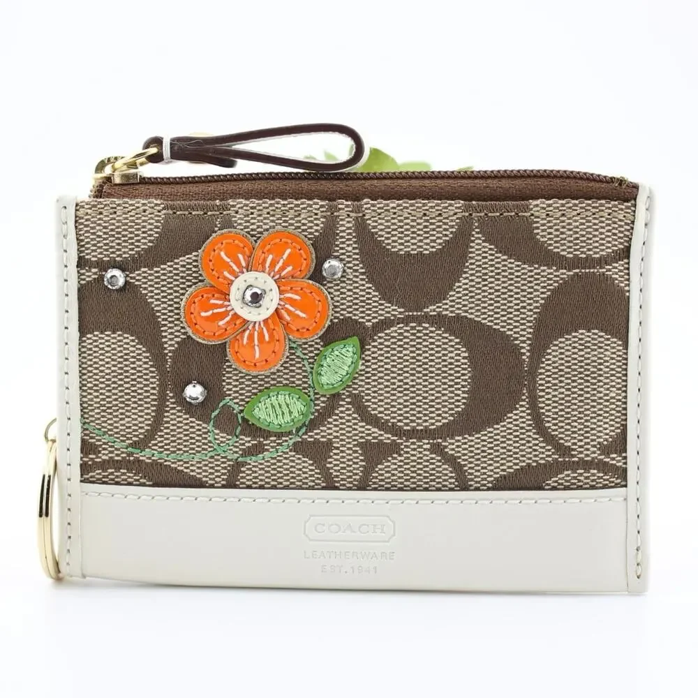 Coach Signature Floral Keyring Coin Purse